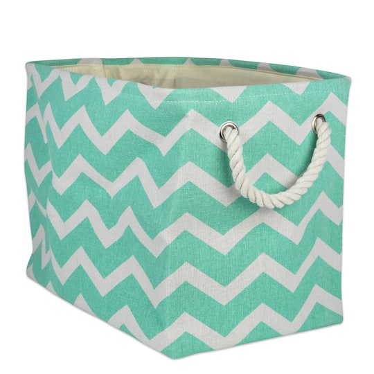 Large Polyester Chevron Rectangle Bin By Dii in Aqua Blue | 18" x 12" x 15" | Michaels®